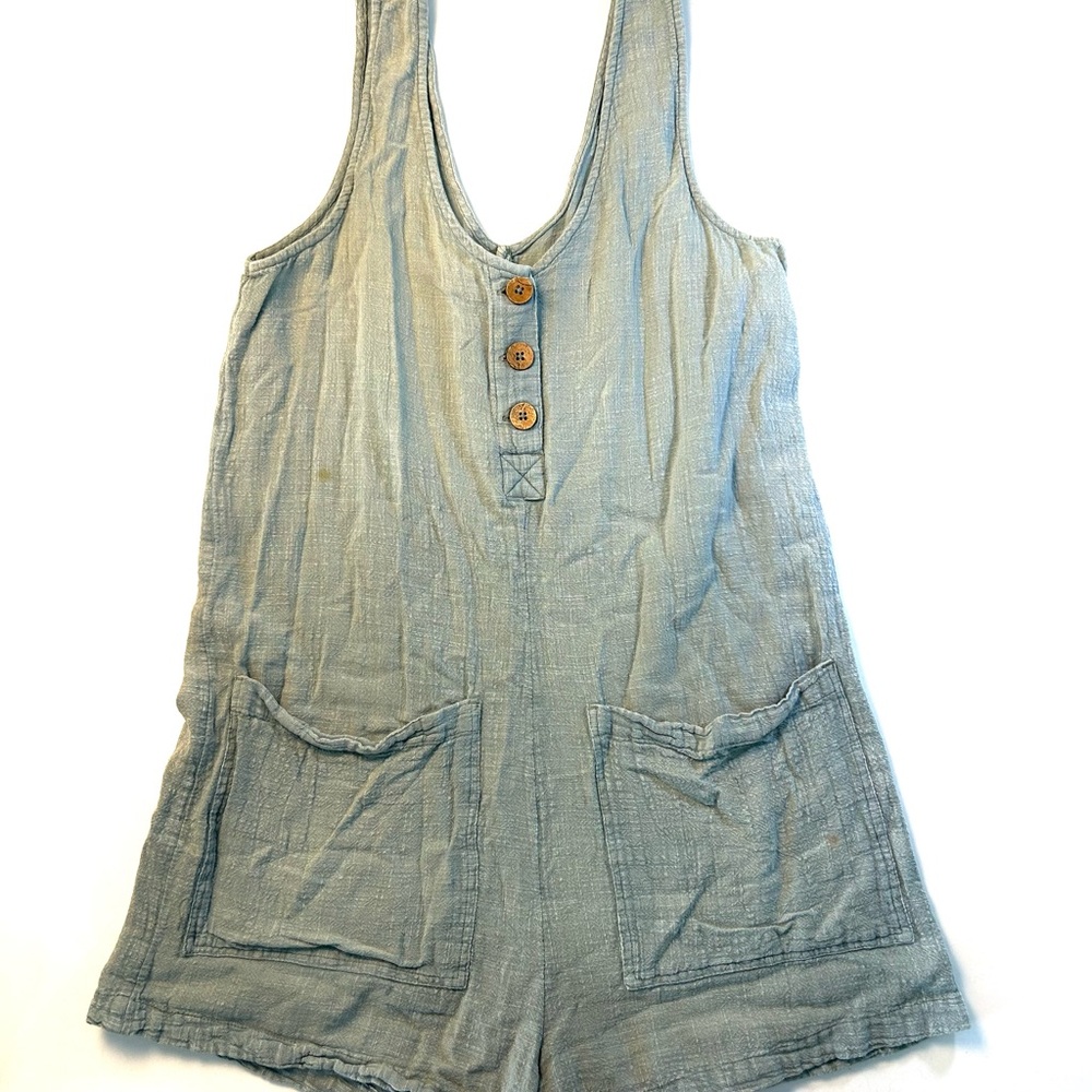 Rip Curl Button-Front Romper With Pockets - image 1